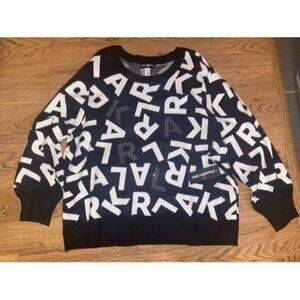 NWT KARL LAGERFELD Iconic Logo Embellished Puff Sleeve Sweater Size 3XL